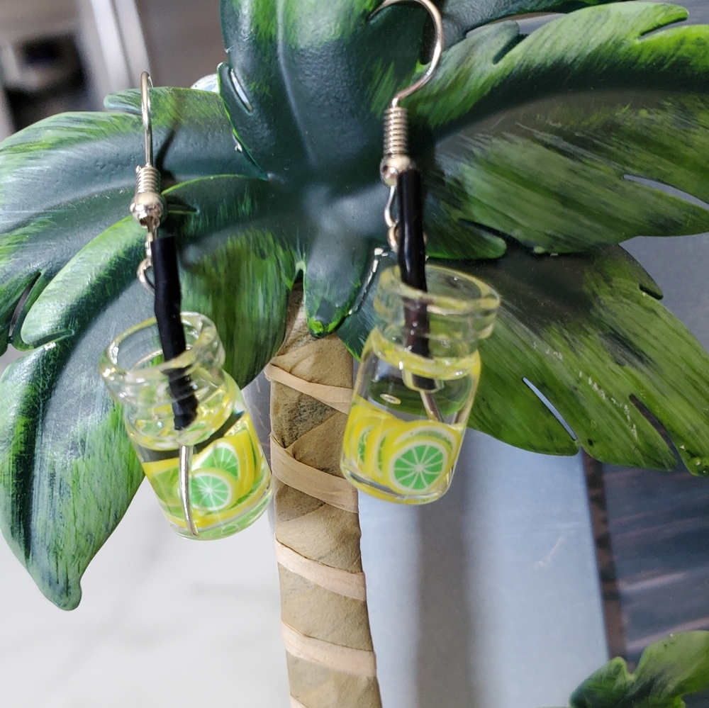 Lemonade with Limes Drink Dangle Earrings